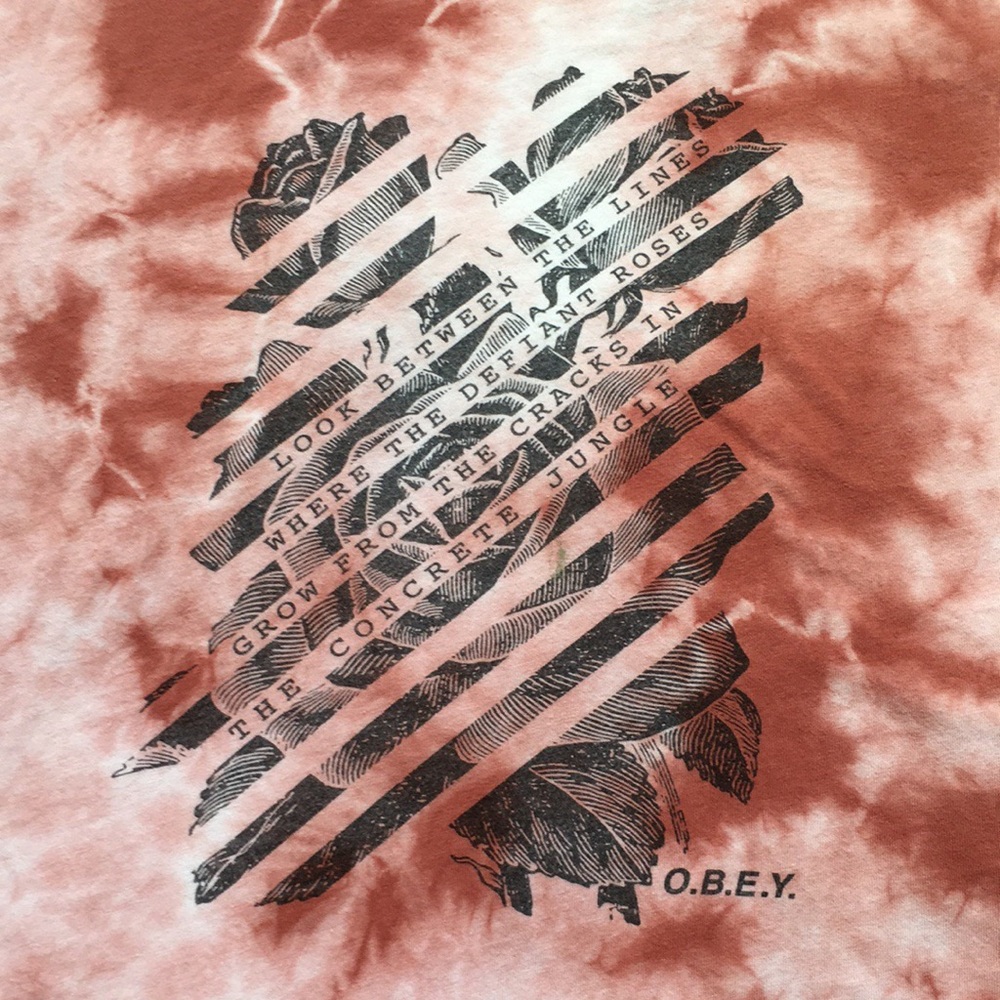 Obey Tie Dye Crop T-Shirt Top Soft Cotton Dusty Rose S - Picture 3 of 11
